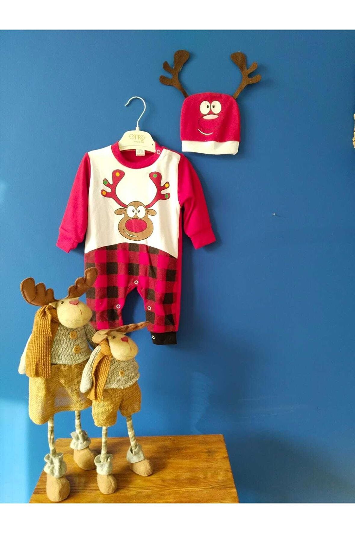 Yılbaşı Temalı Bebek Unisex  Bereli Tulum