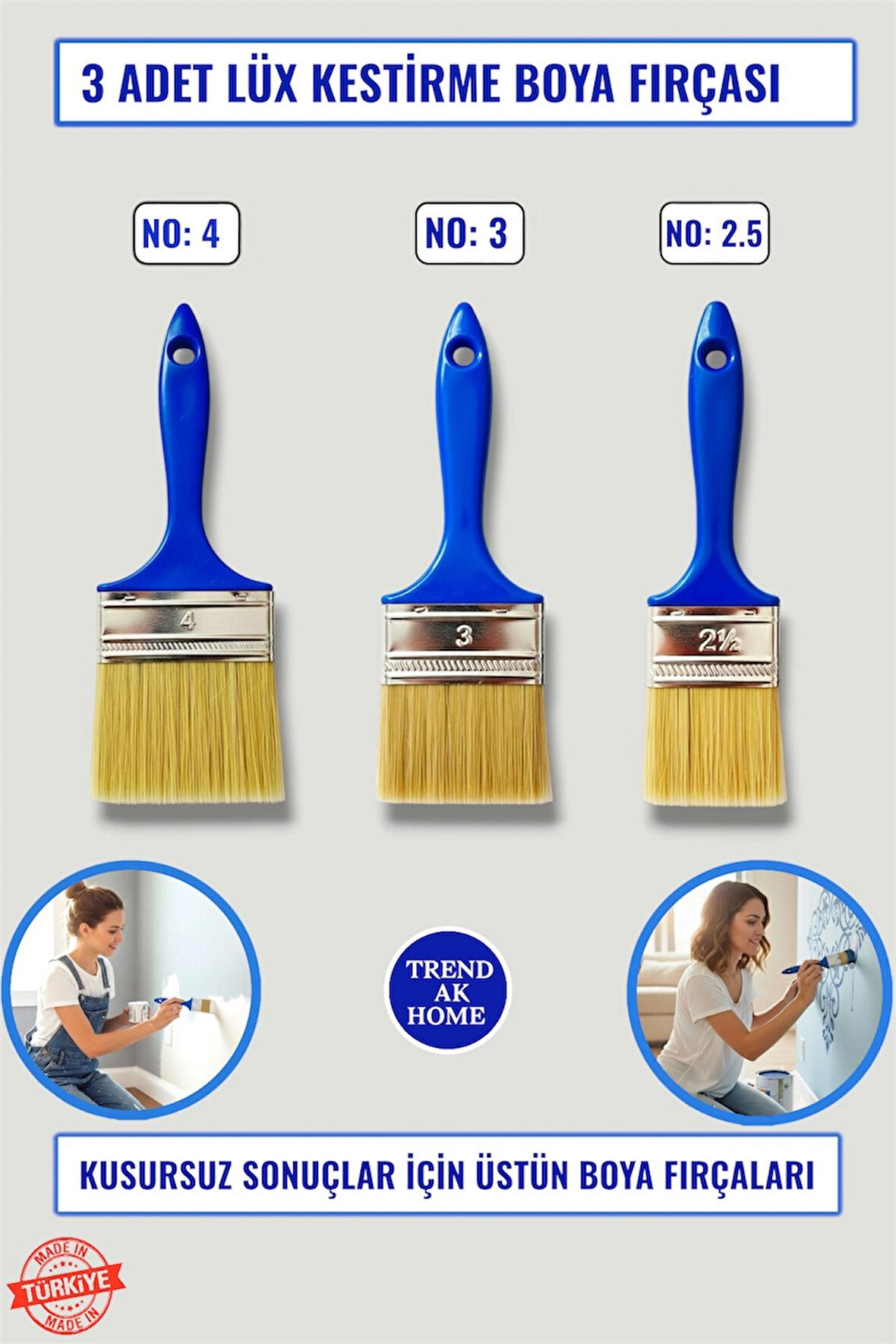 3’LÜ SET LÜX KESTİRME BOYA FIRÇASI ( 3 ADET )
