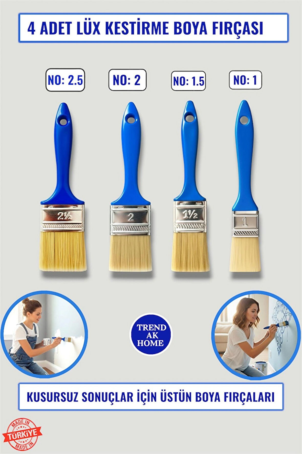 4’LÜ SET LÜX KESTİRME BOYA FIRÇASI ( 4 ADET )