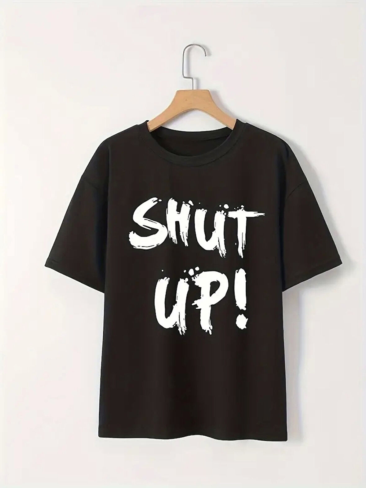20/1 Penye Compack Baskılı Oversize Bisiklet Yaka m Kısa Kol Yazlık T-shirt - Siyah