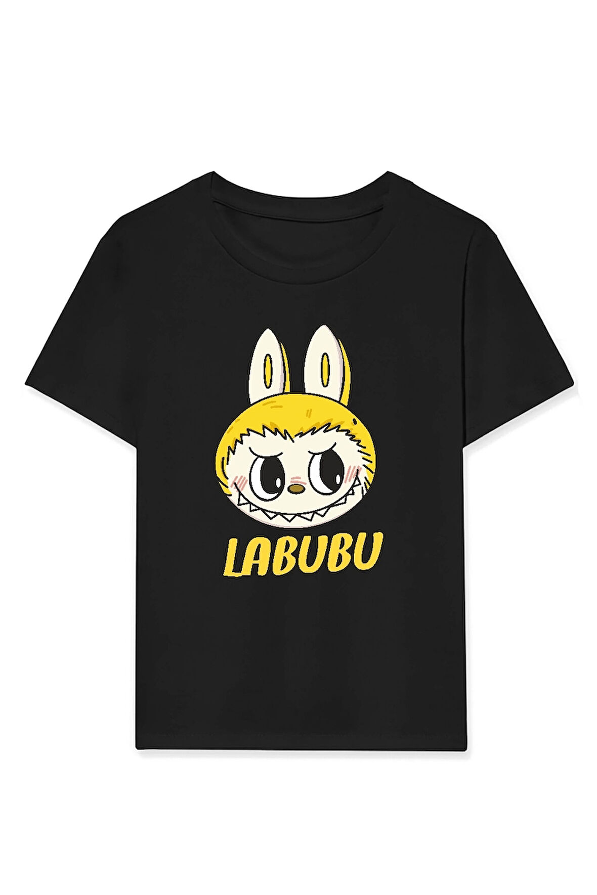 Kız Labubu Çocuk Baskılı T-Shirt - Siyah