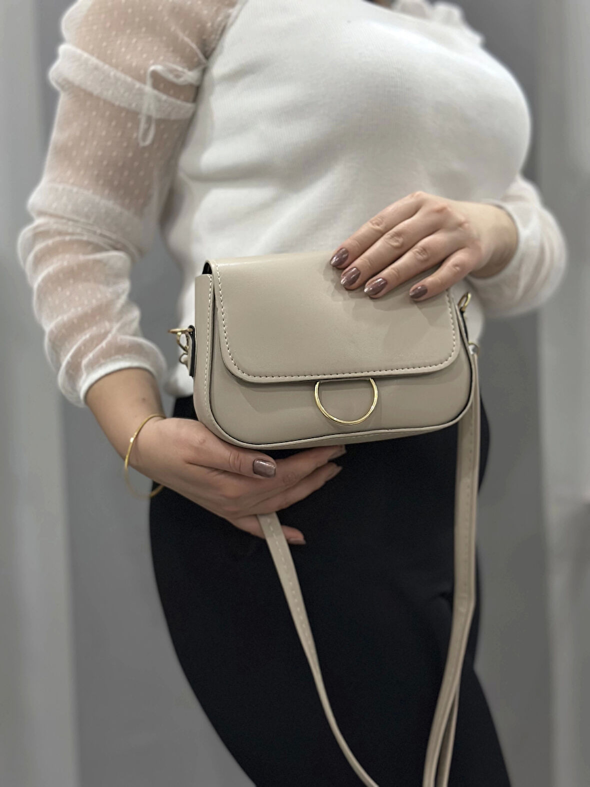 Bej cilt mossi çanta