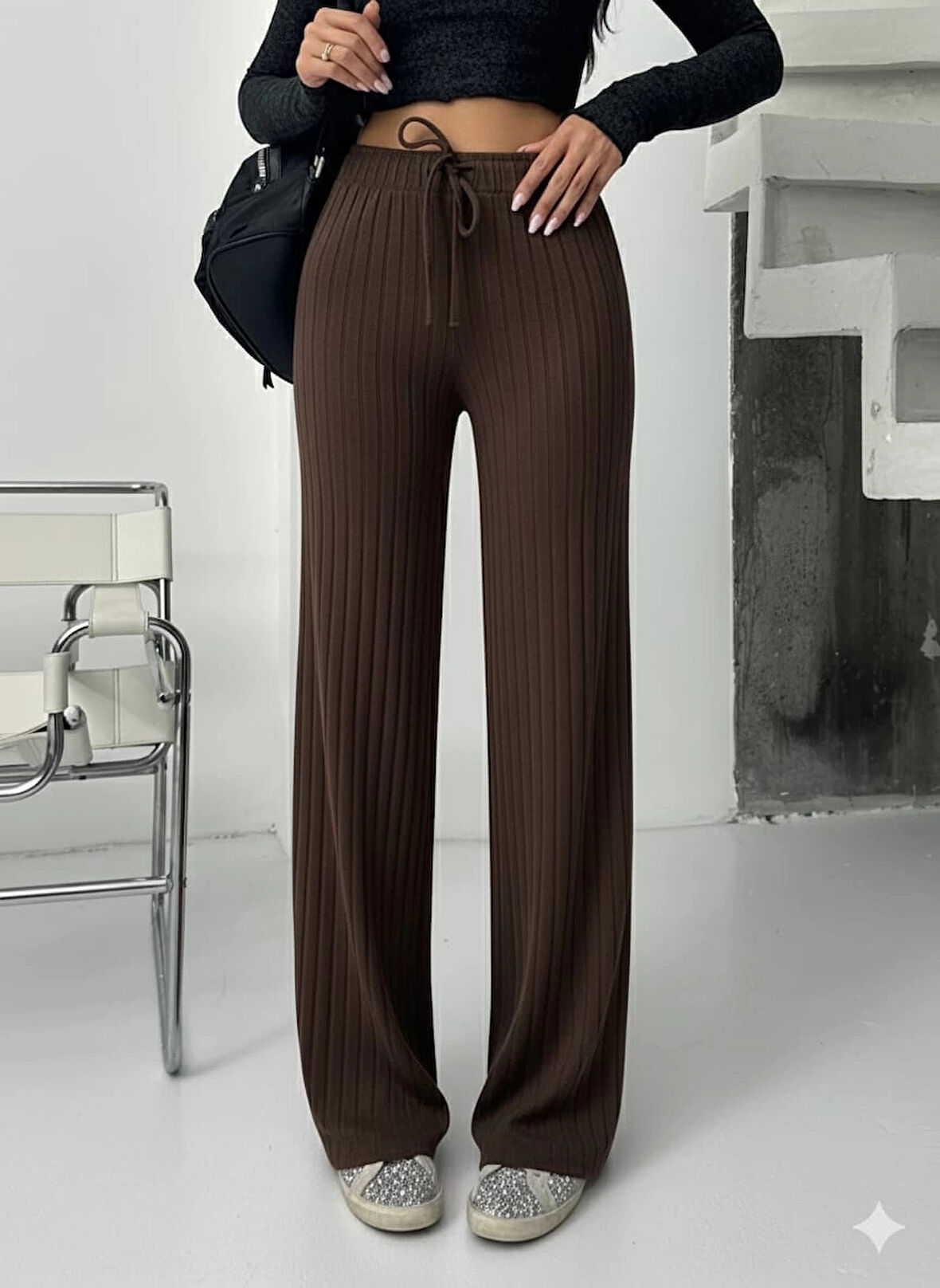 Fitilli şardonlu pantolon kahve a4058