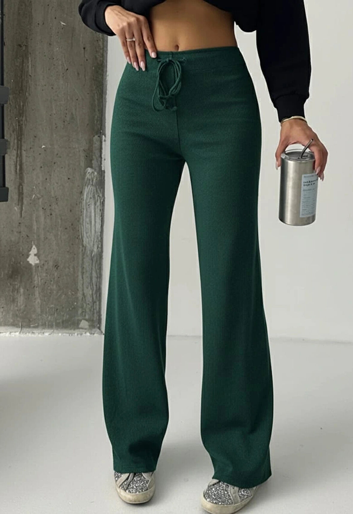 Fit comfort salaş pantolon petrol yeşili A6011