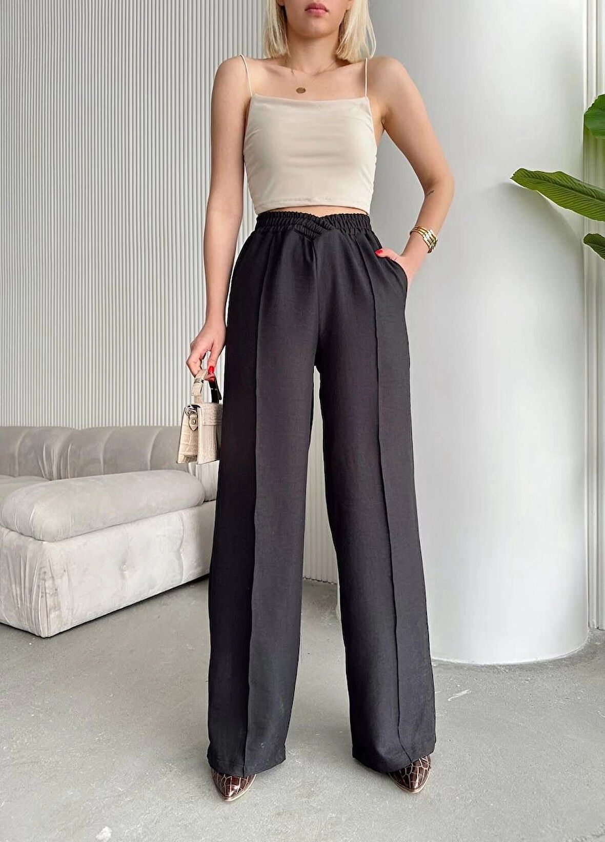 Beli çapraz pantolon