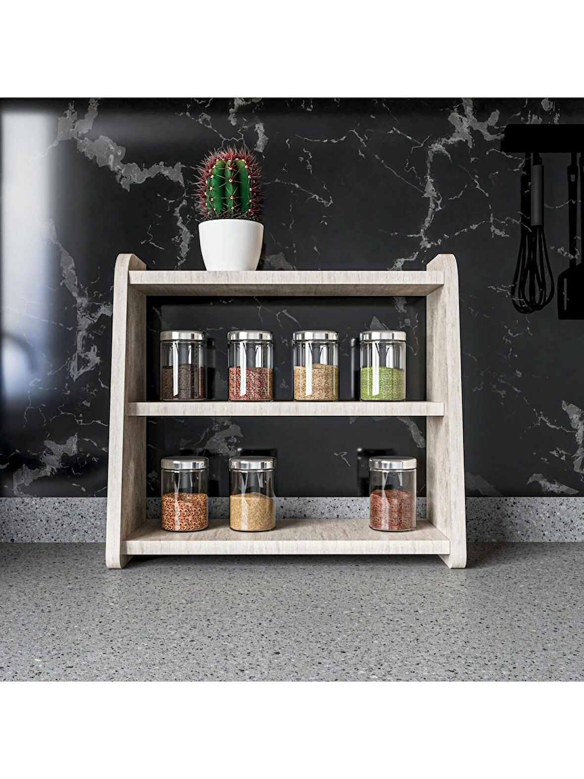 Alpa Ev Mobilya 3 Katlı Tezgah Üstü Organizer, Mutfak Rafı ,Modern Çok Amaçlı Raf