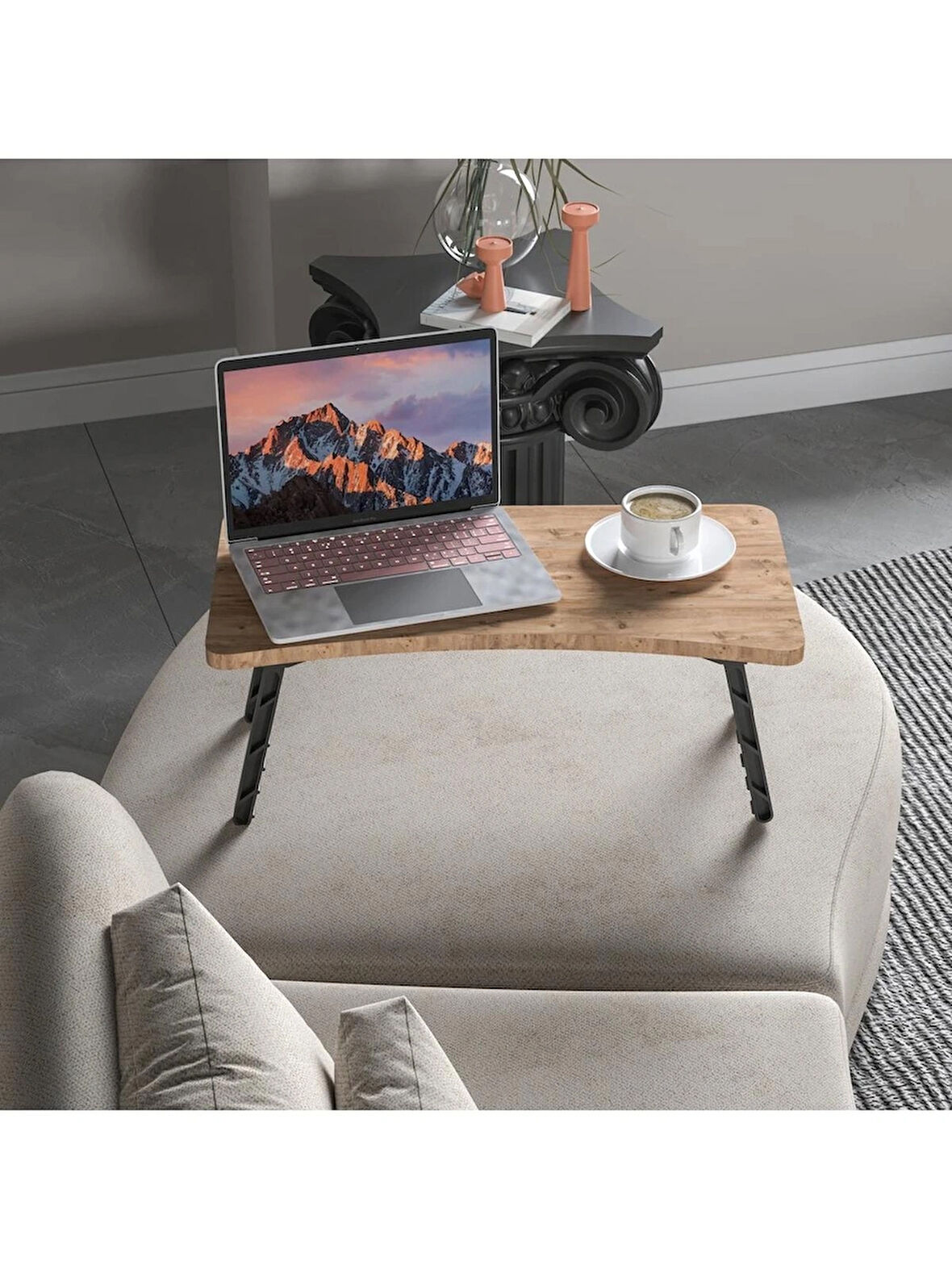 Alpa Ev Mobilya Katlanabilir Laptop Sehpası ,Taşınabilir Katlanır Masa,Çalışma Sehpası, Kahvaltı Masası