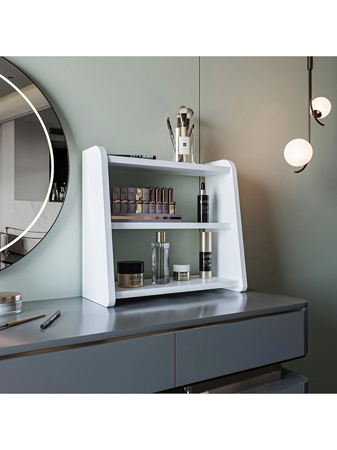 Alpa Ev Mobilya 3 Katlı Çok Amaçlı Organizer Raf – Makyaj, Banyo ve Masa Üstü Düzenleyici