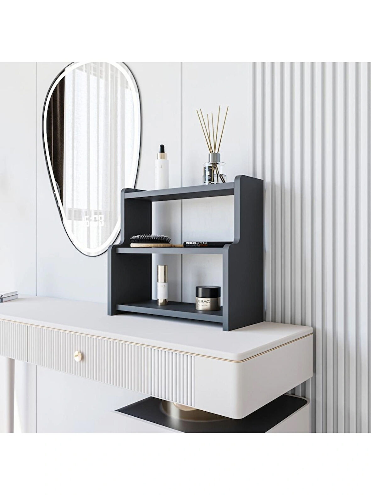 Alpa Ev Mobilya 3 Katlı Çok Amaçlı Organizer Raf Makyaj, Banyo ve Masa Üstü Düzenleyici, Modern Tasarım