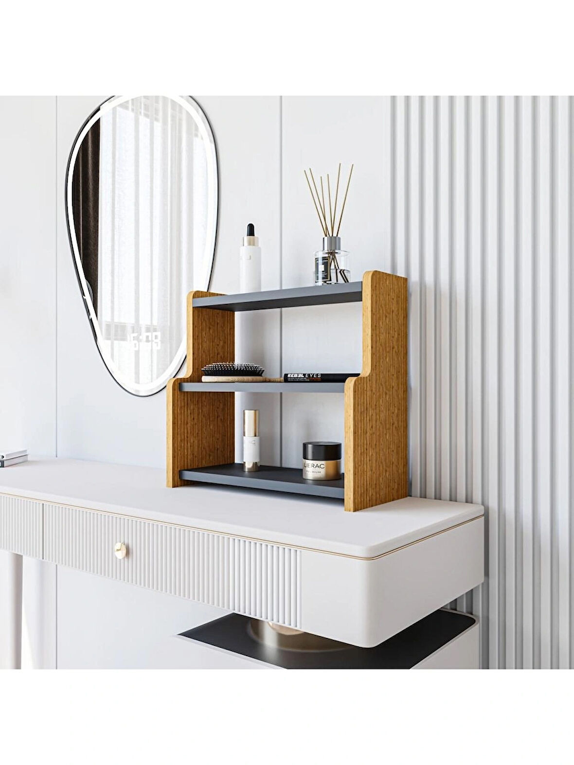 Alpa Ev Mobilya 3 Katlı Çok Amaçlı Organizer Raf Makyaj, Banyo ve Masa Üstü Düzenleyici, Modern Tasarım