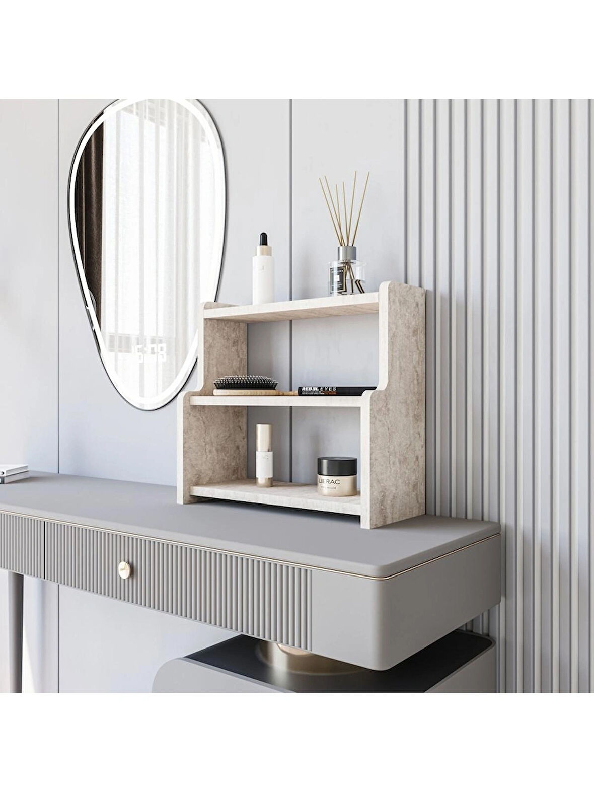 Alpa Ev Mobilya 3 Katlı Çok Amaçlı Organizer Raf Makyaj, Banyo ve Masa Üstü Düzenleyici, Modern Tasarım