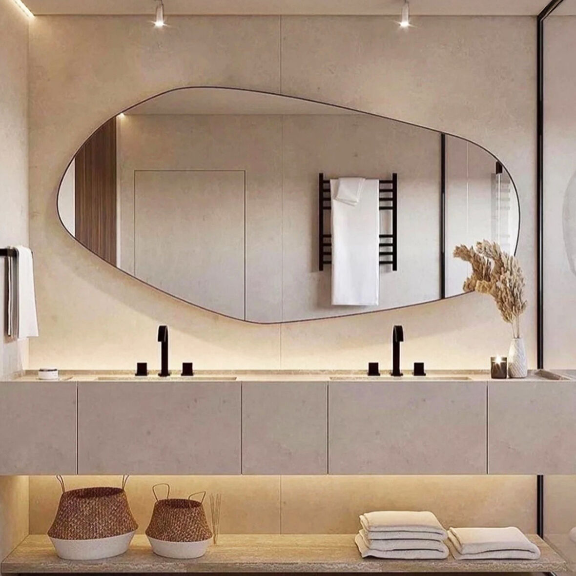 Fawdecor Amsterdam Dekoratif Duvar Aynası Siyah 90 x 180 Cm