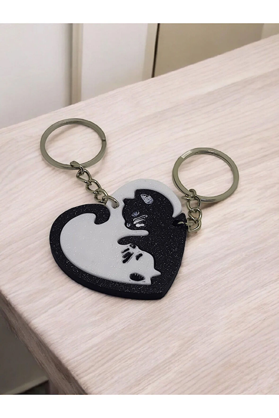 Kedi Severler İçin Özel Çift Tasarım Anahtarlık