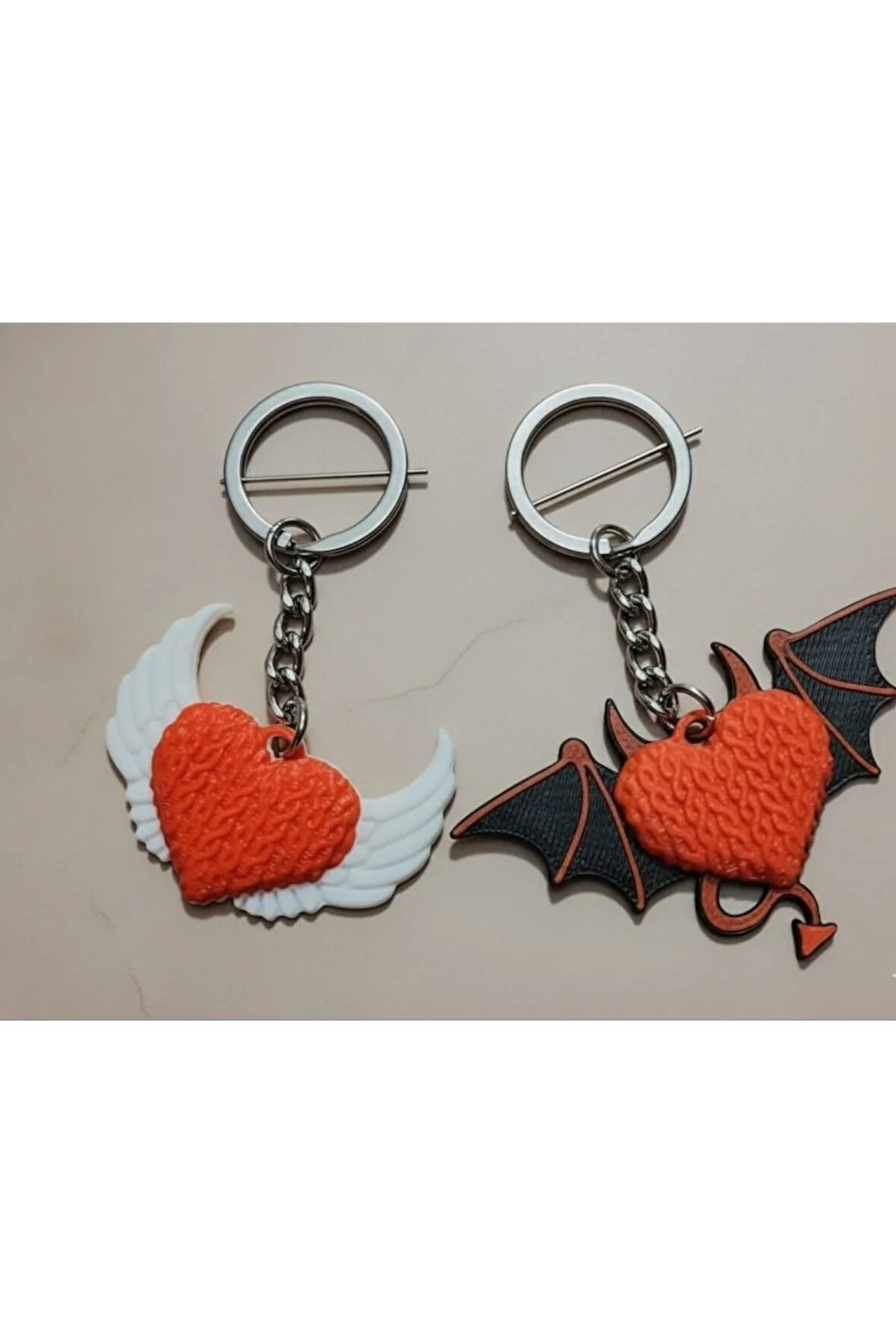 Melek ve Şeytan Kalp Anahtarlık Seti (2'li)