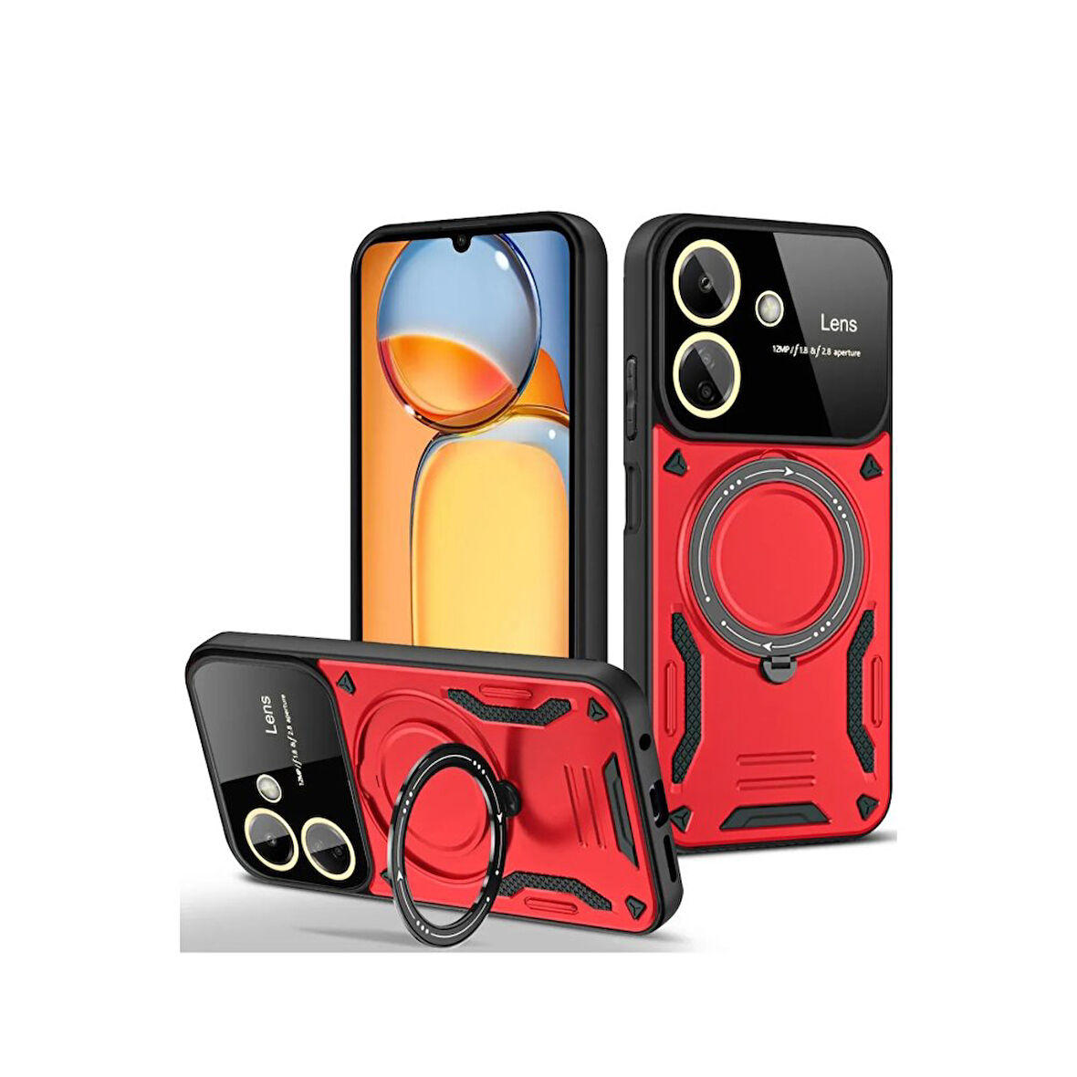 Xiaomi Poco C65 - Redmi 13c Kılıf Joy Lens Korumalı Standlı Şık Tasarım Kapak