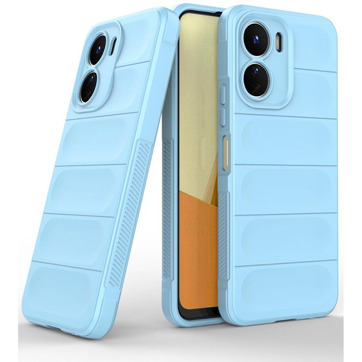 Vivo Y16 Kılıf Kamera Korumalı İçi Kadife Yumuşak Silikon Kapak + Ekran Koruma