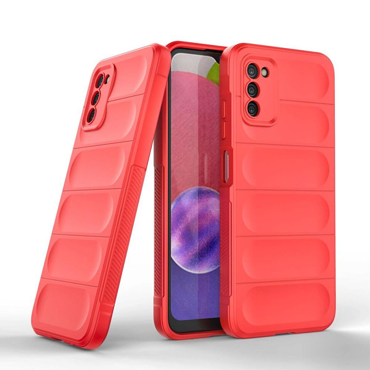 Samsung Galaxy A03S Kılıf Kamera Korumalı İçi Kadife Yumuşak Silikon Kapak + Ekran Koruma