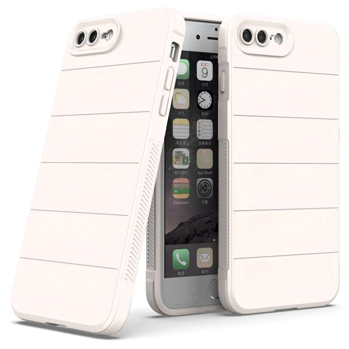 Apple iPhone 8 Plus Kılıf Kamera Korumalı İçi Kadife Yumuşak Silikon Kapak + Ekran Koruma