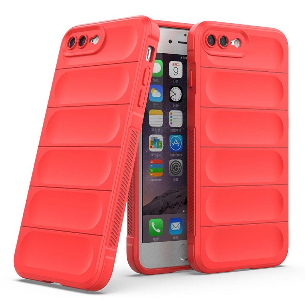 Apple iPhone 8 Plus Kılıf Kamera Korumalı İçi Kadife Yumuşak Silikon Kapak + Ekran Koruma