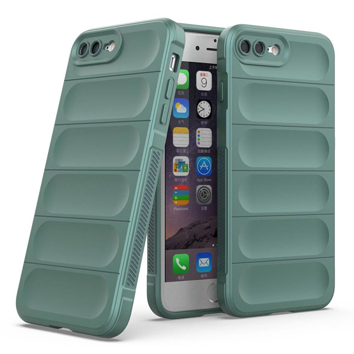 Apple iPhone 8 Plus Kılıf Kamera Korumalı İçi Kadife Yumuşak Silikon Kapak + Ekran Koruma