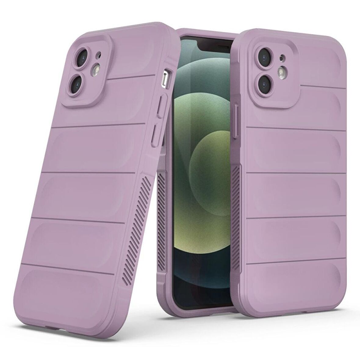 Apple iPhone 12 Kılıf Kamera Korumalı İçi Kadife Yumuşak Silikon Kapak + Ekran Koruma