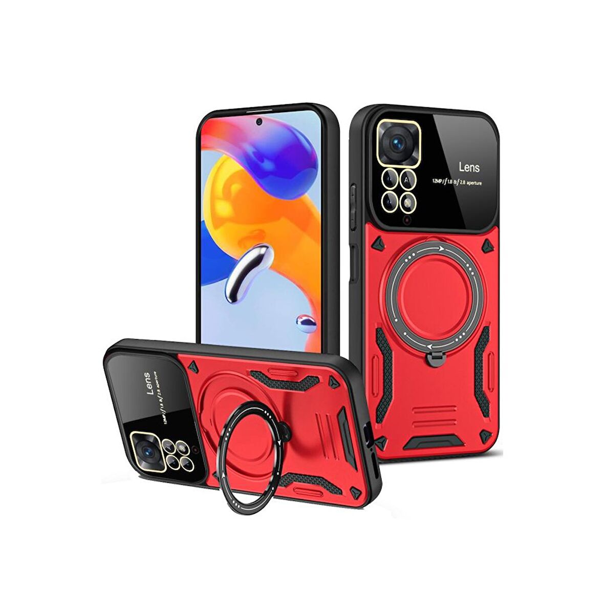 Xiaomi Redmi Note 12 Pro 4G Kılıf Joy Lens Korumalı Standlı Şık Tasarım Kapak + Ekran Koruma