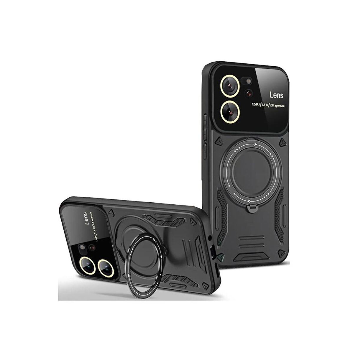 Xiaomi Mi 13T Kılıf Joy Lens Korumalı Standlı Şık Tasarım Kapak + Ekran Koruma