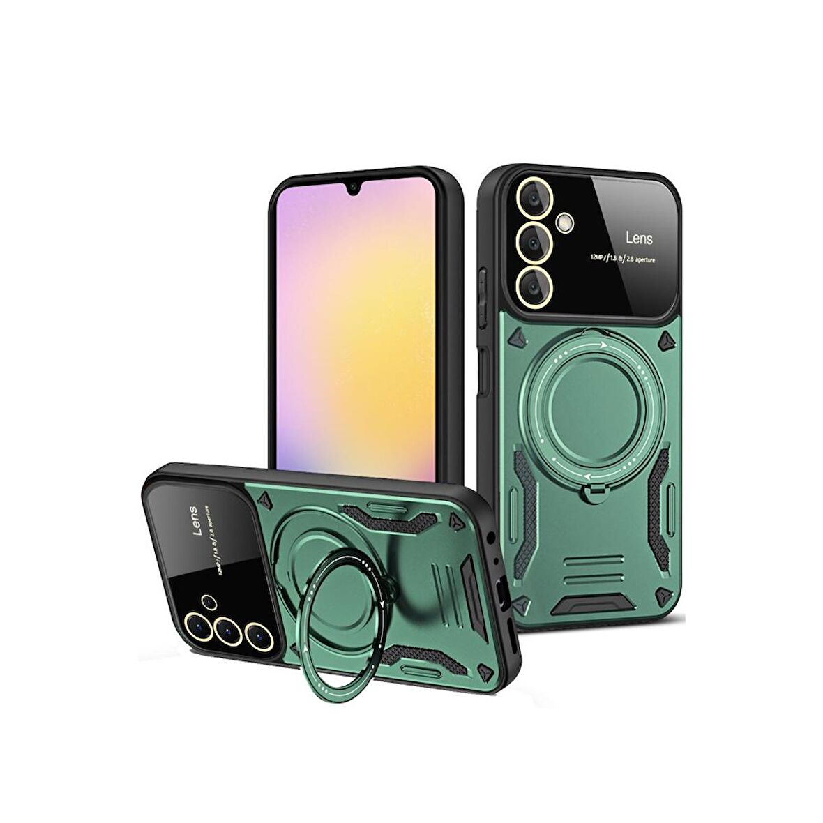 Samsung Galaxy A55 5G Kılıf Joy Lens Korumalı Standlı Şık Tasarım Kapak + Ekran Koruma