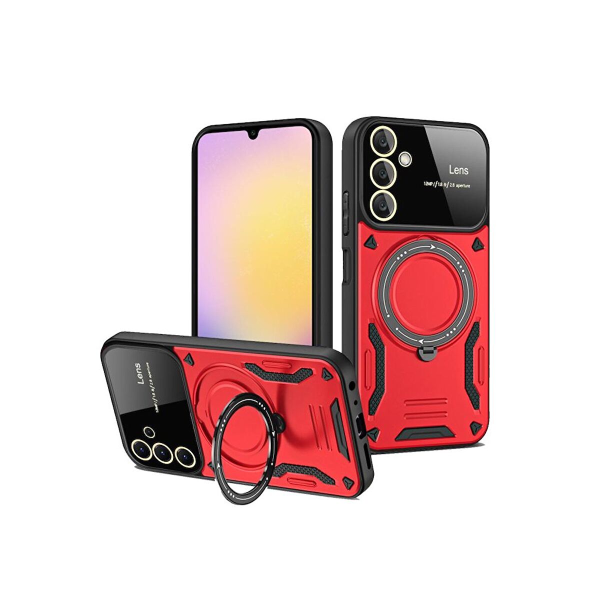 Samsung Galaxy A55 5G Kılıf Joy Lens Korumalı Standlı Şık Tasarım Kapak + Ekran Koruma