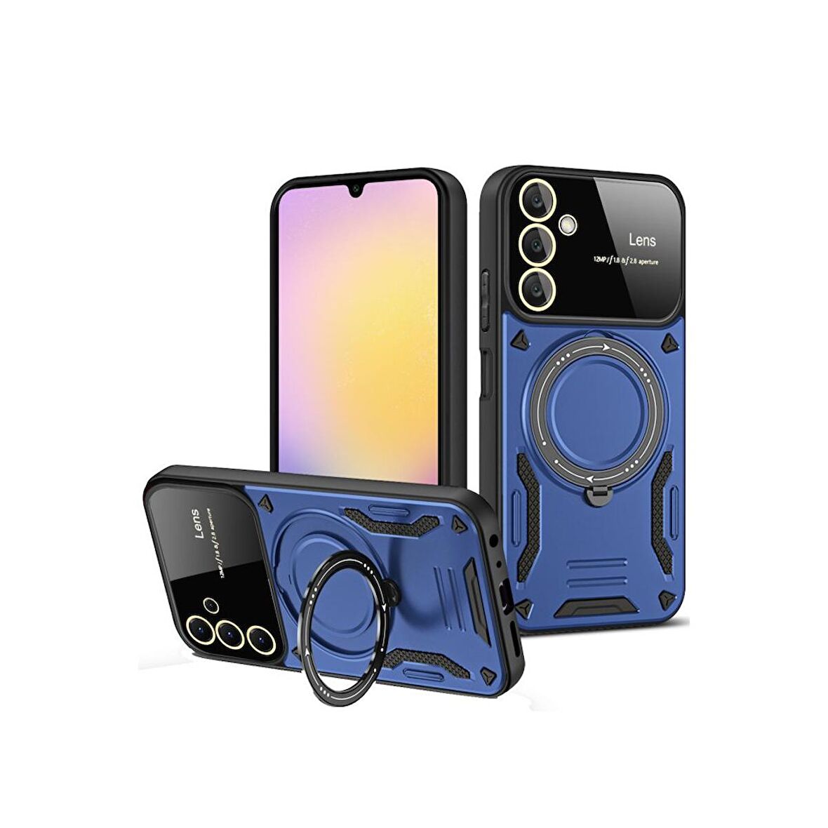 Samsung Galaxy A34 5G Kılıf Joy Lens Korumalı Standlı Şık Tasarım Kapak + Ekran Koruma