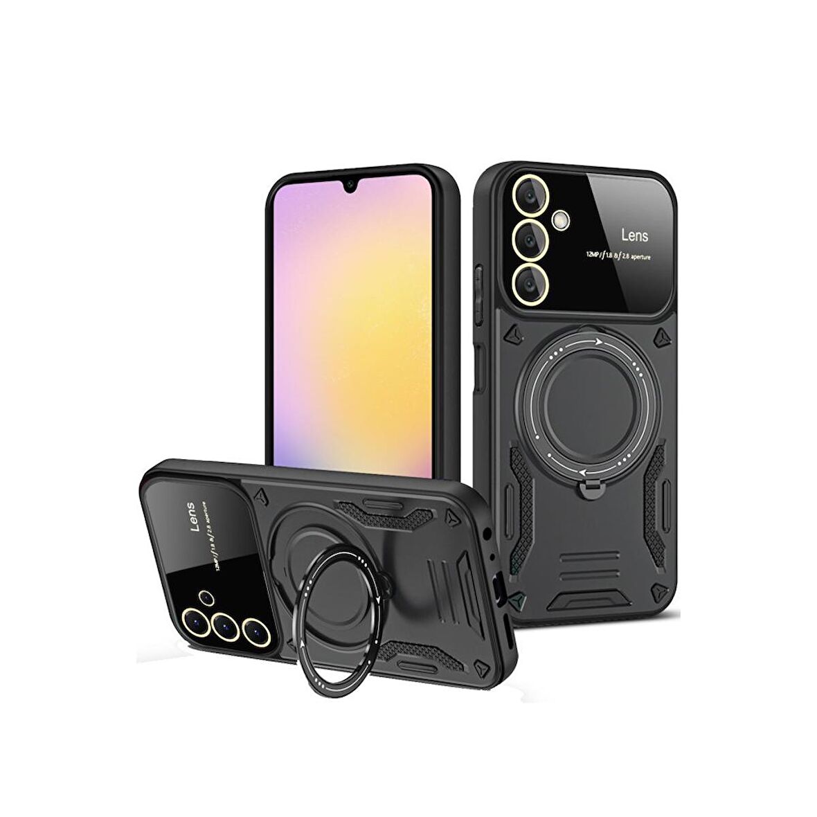 Samsung Galaxy A24 4G Kılıf Joy Lens Korumalı Standlı Şık Tasarım Kapak + Ekran Koruma