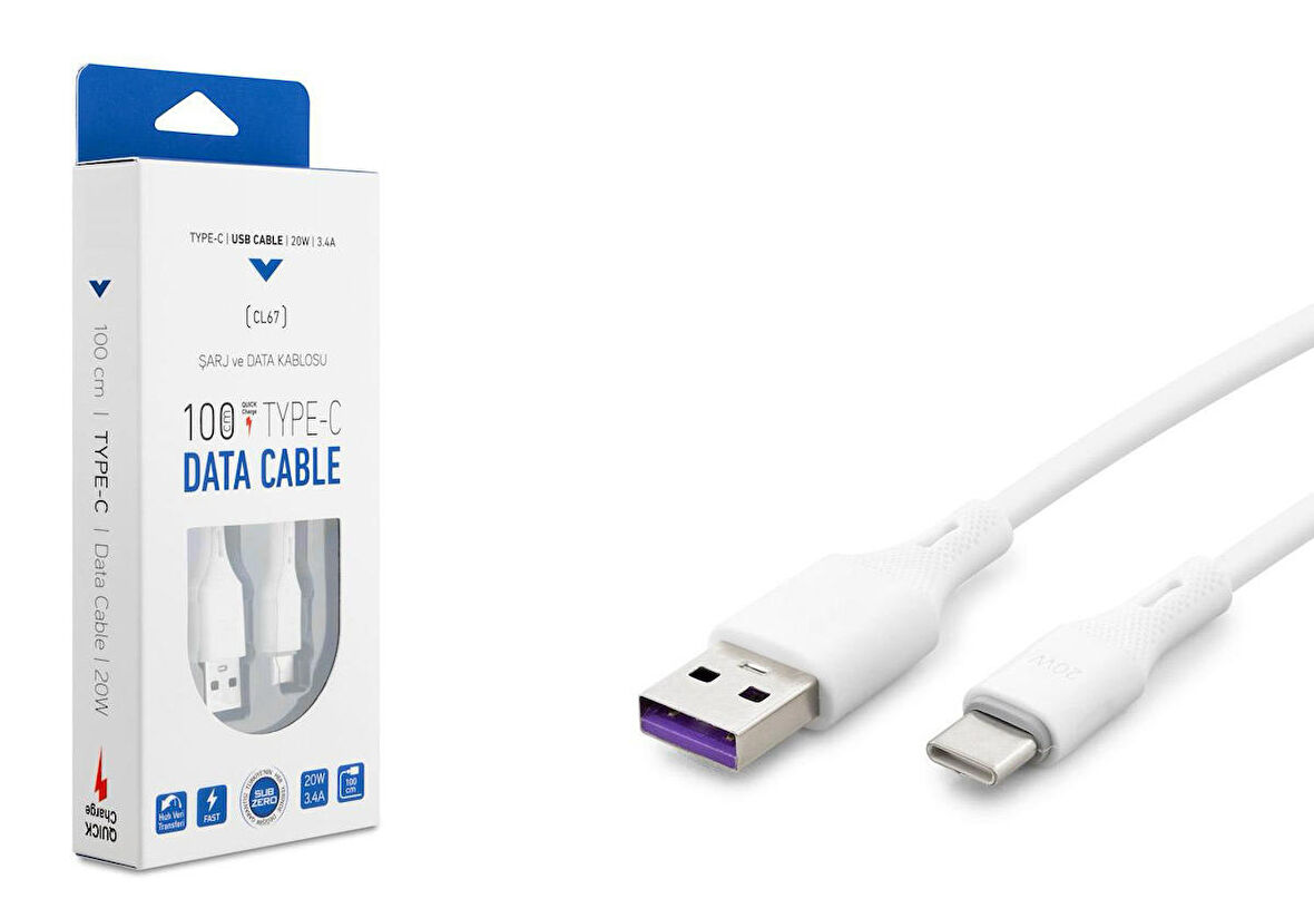 General Mobile GM 5 Plus Uyumlu CL67 20W 3.4A TYPE-C / Usb Kablo 1 metre 