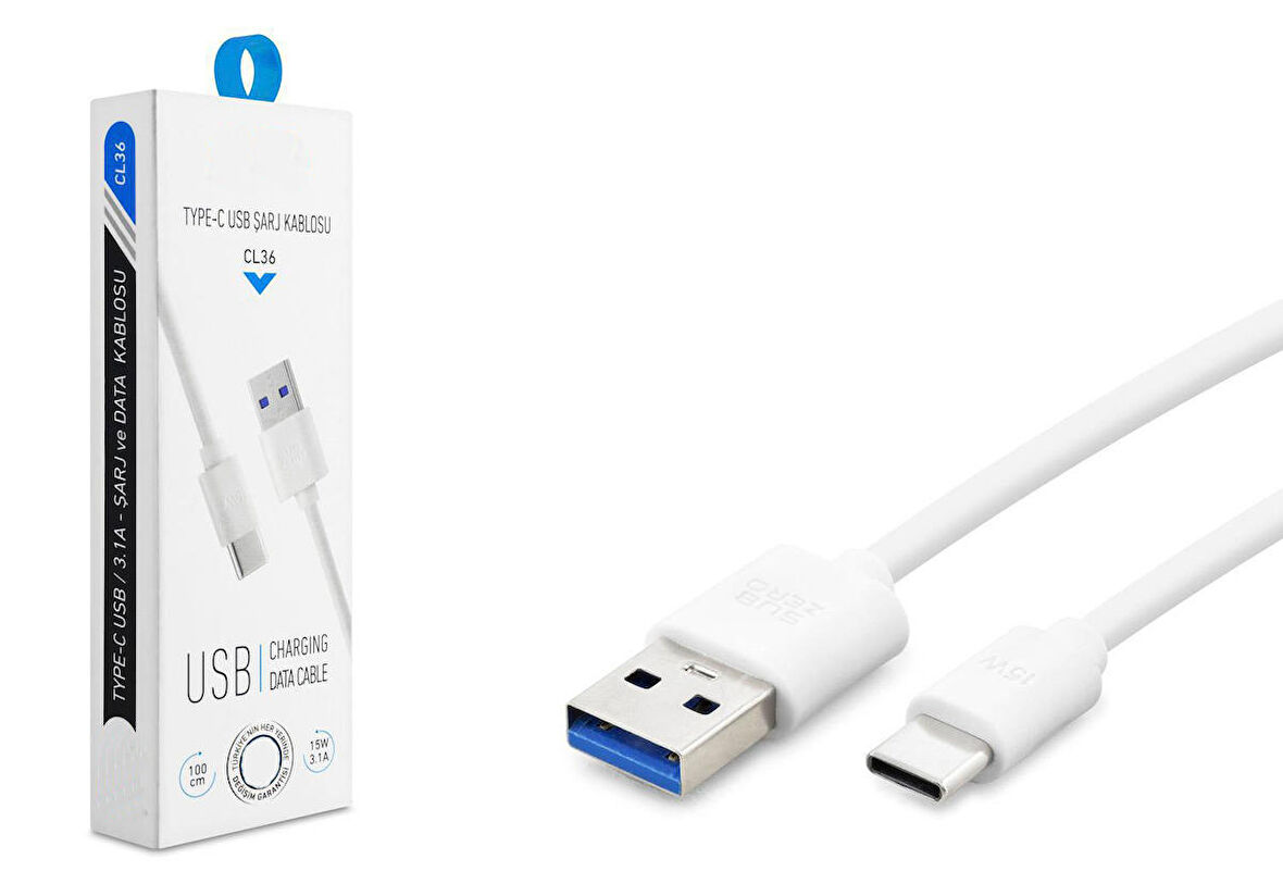 Vivo Y21s Uyumlu Cl36 Type-c 3.1A 15W Şarj Kablosu