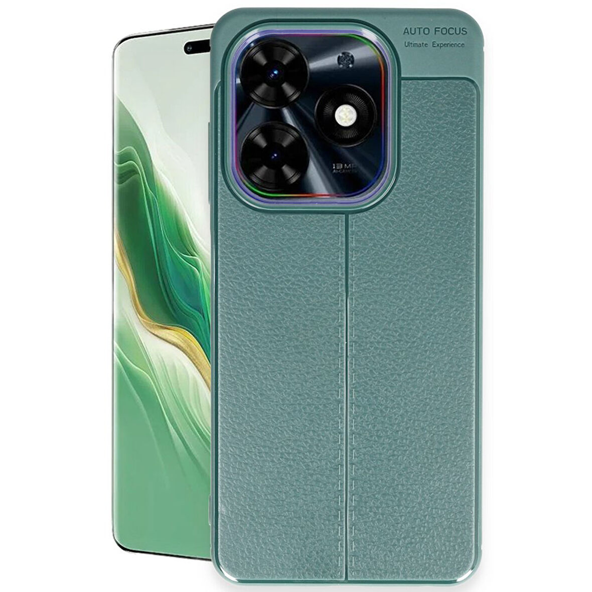 Tecno Spark 20 Pro Kılıf Auto Focus Deri Görünümlü Silikon Kapak
