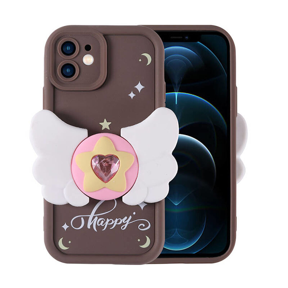 Apple iPhone 12 Kılıf Kamera Korumalı Figür Tasarımlı Kapya Silikon Kapak