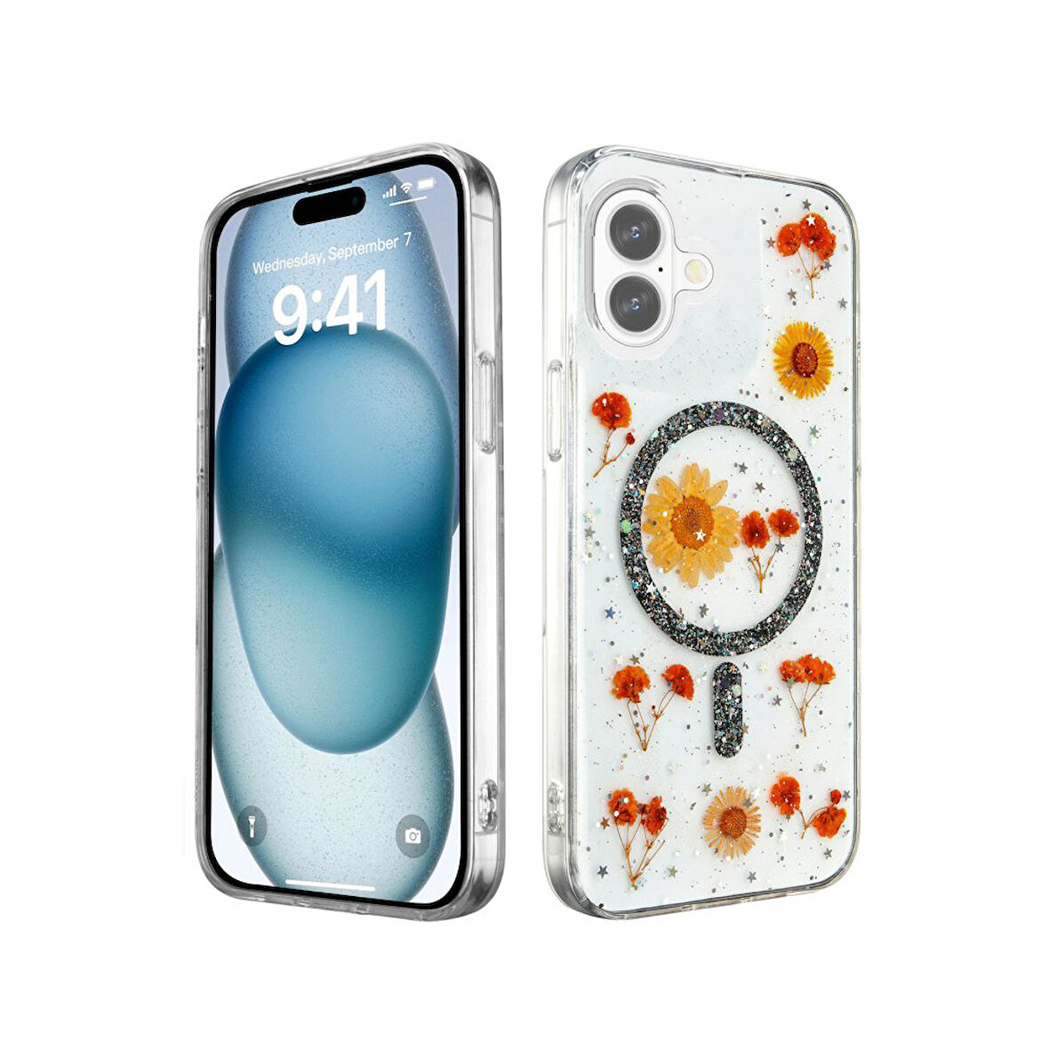 Apple iPhone 16 Plus Uyumlu Kılıf Daisy Simli Magsafe Silikon Kapak