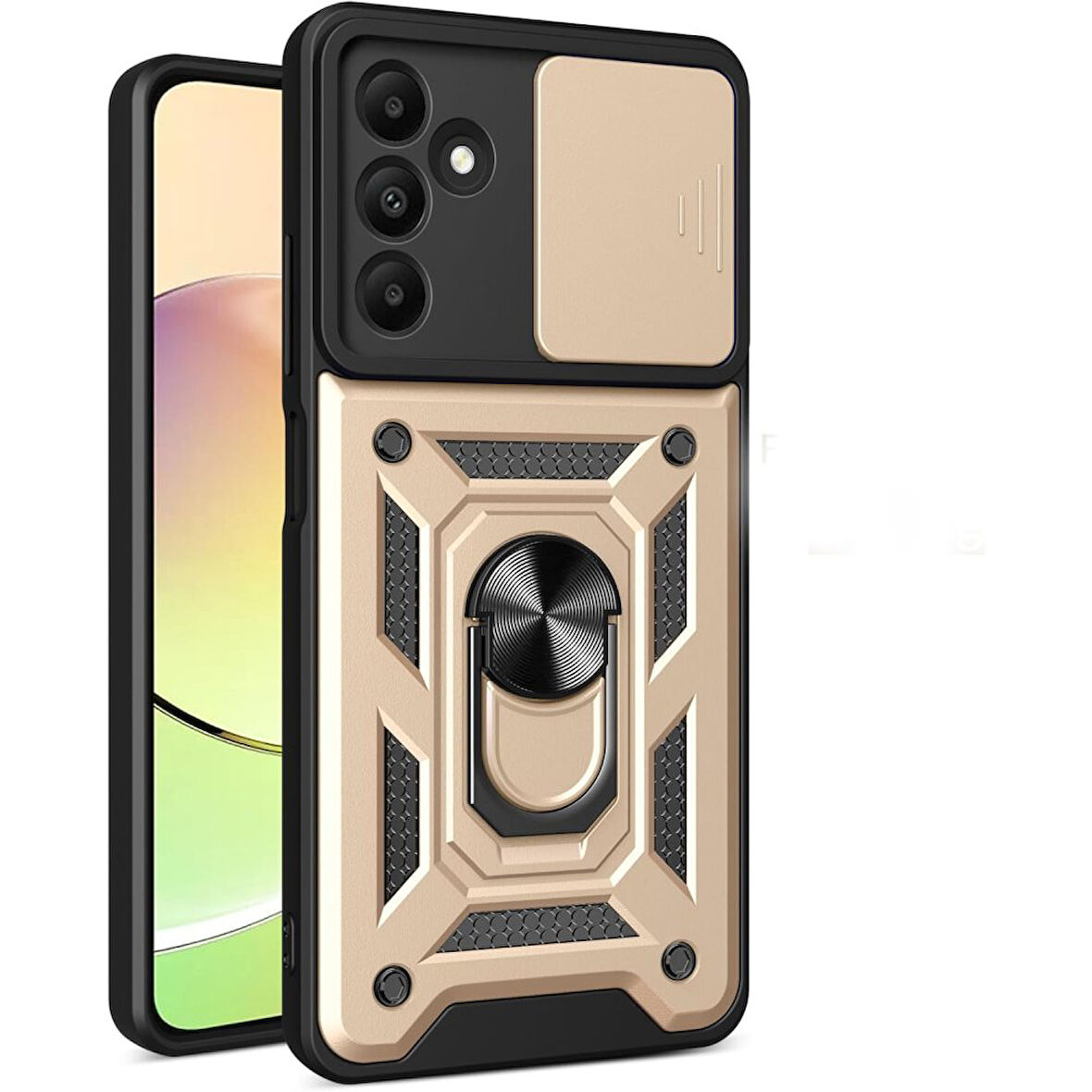 Samsung Galaxy M15 Kılıf Pars Lens Yüzüklü Silikon Magnetik Standlı Kamera Korumalı Kapak
