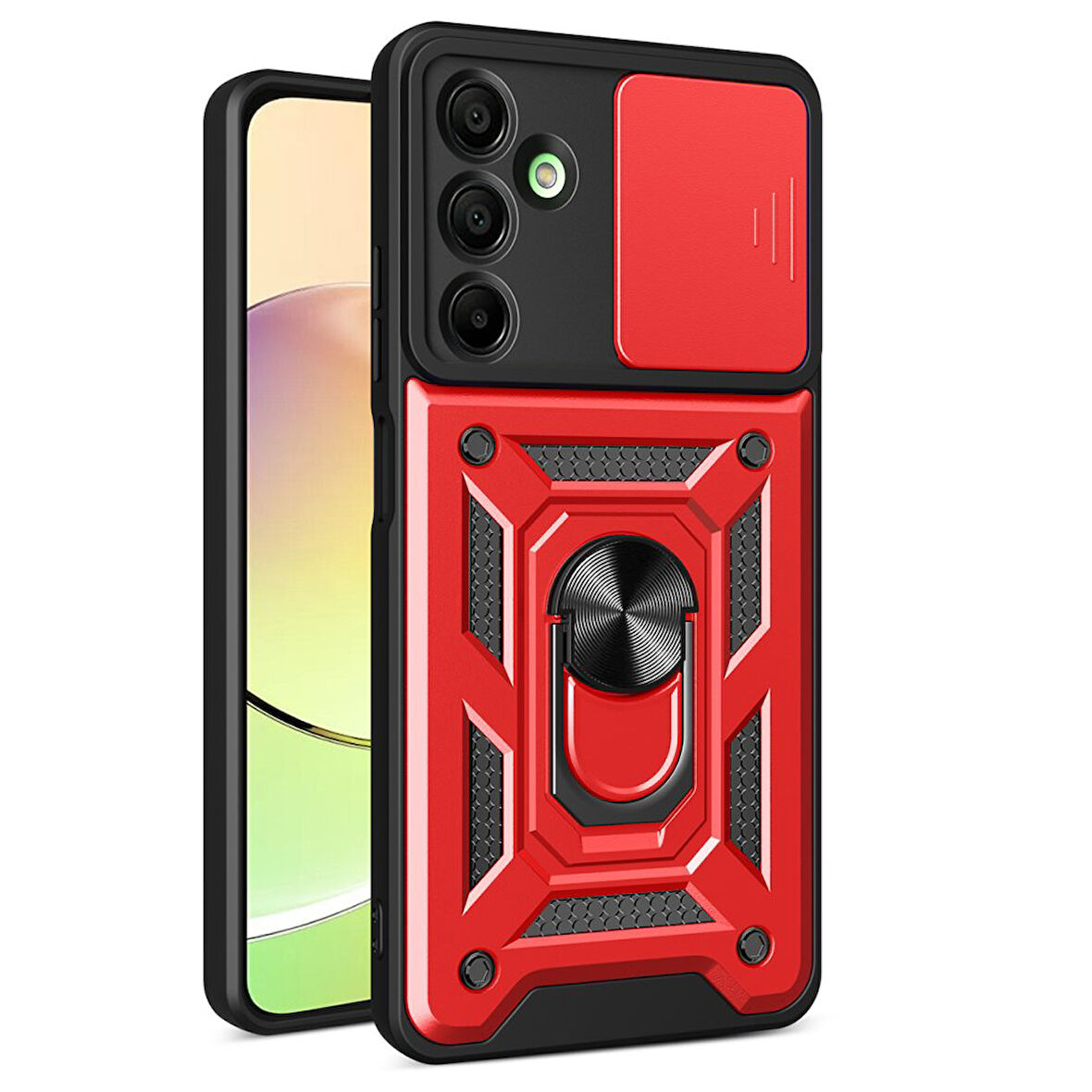 Samsung Galaxy A16 5G Kılıf Pars Lens Yüzüklü Silikon Magnetik Standlı Kamera Korumalı Kapak