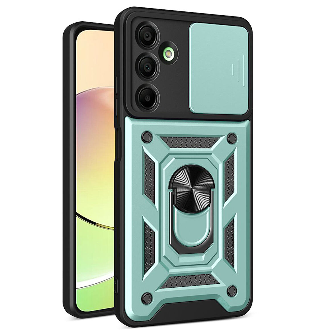 Samsung Galaxy A16 5G Kılıf Pars Lens Yüzüklü Silikon Magnetik Standlı Kamera Korumalı Kapak