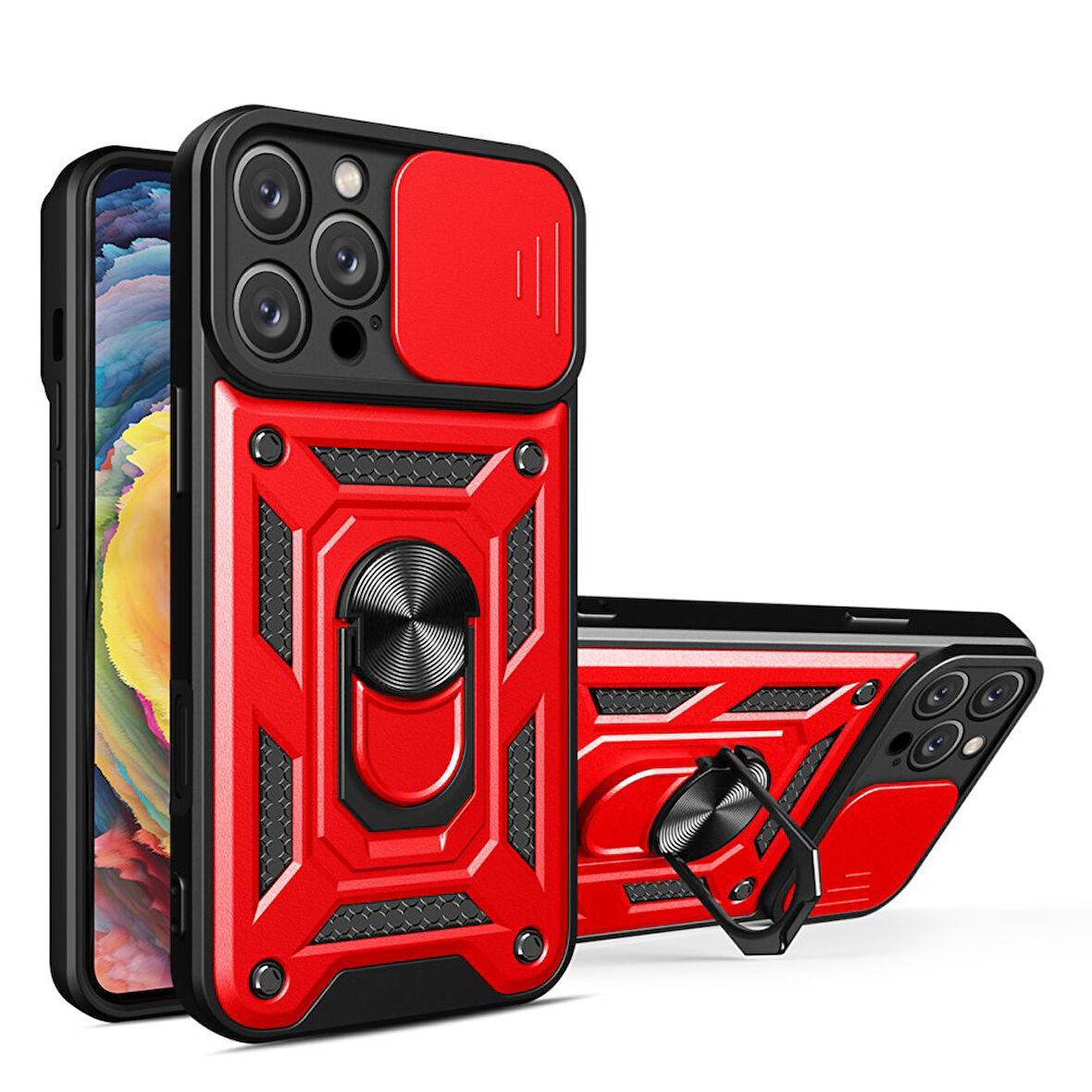 Apple iPhone 16 Pro Max Kılıf Pars Lens Yüzüklü Silikon Magnetik Standlı Kamera Korumalı Kapak