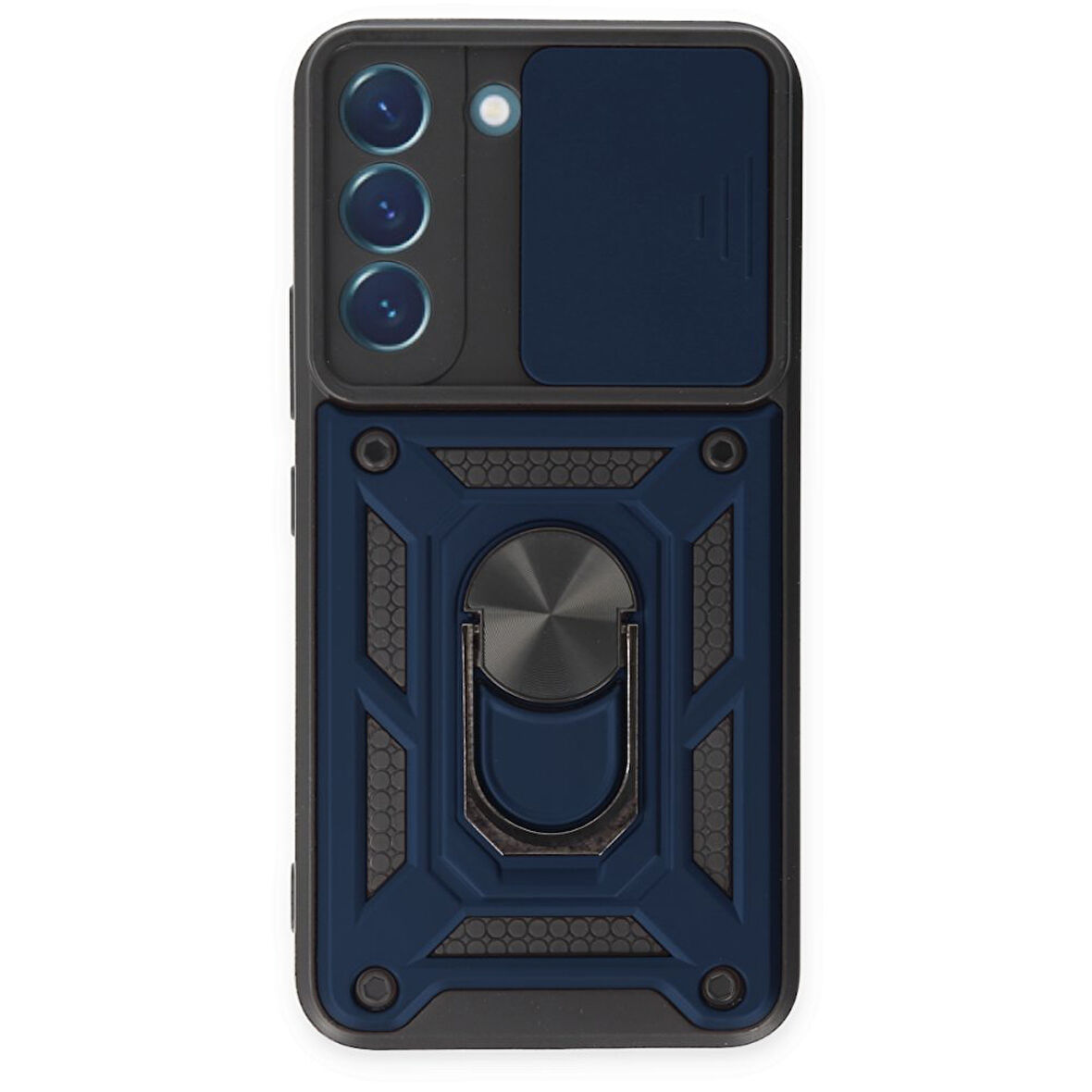 Samsung Galaxy S22 Kılıf Pars Lens Yüzüklü Silikon Magnetik Standlı Kamera Korumalı Kapak