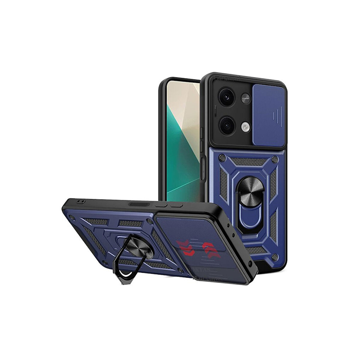 Xiaomi Poco X6 Kılıf Pars Lens Yüzüklü Silikon Magnetik Standlı Kamera Korumalı Kapak