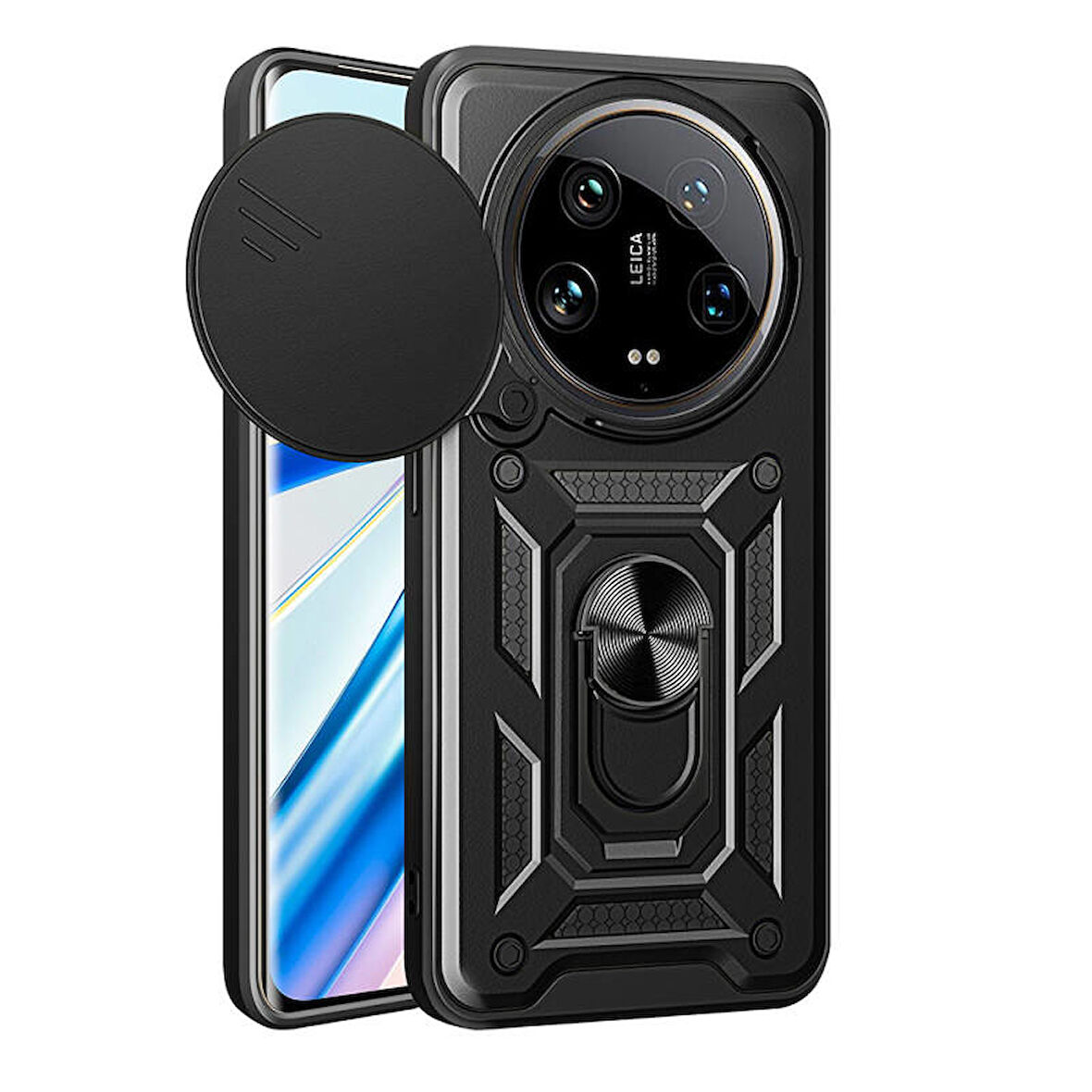 Xiaomi Mi 14 Ultra Kılıf Magnetik Standlı Kamera Korumalı Sürgülü Vega Kapak