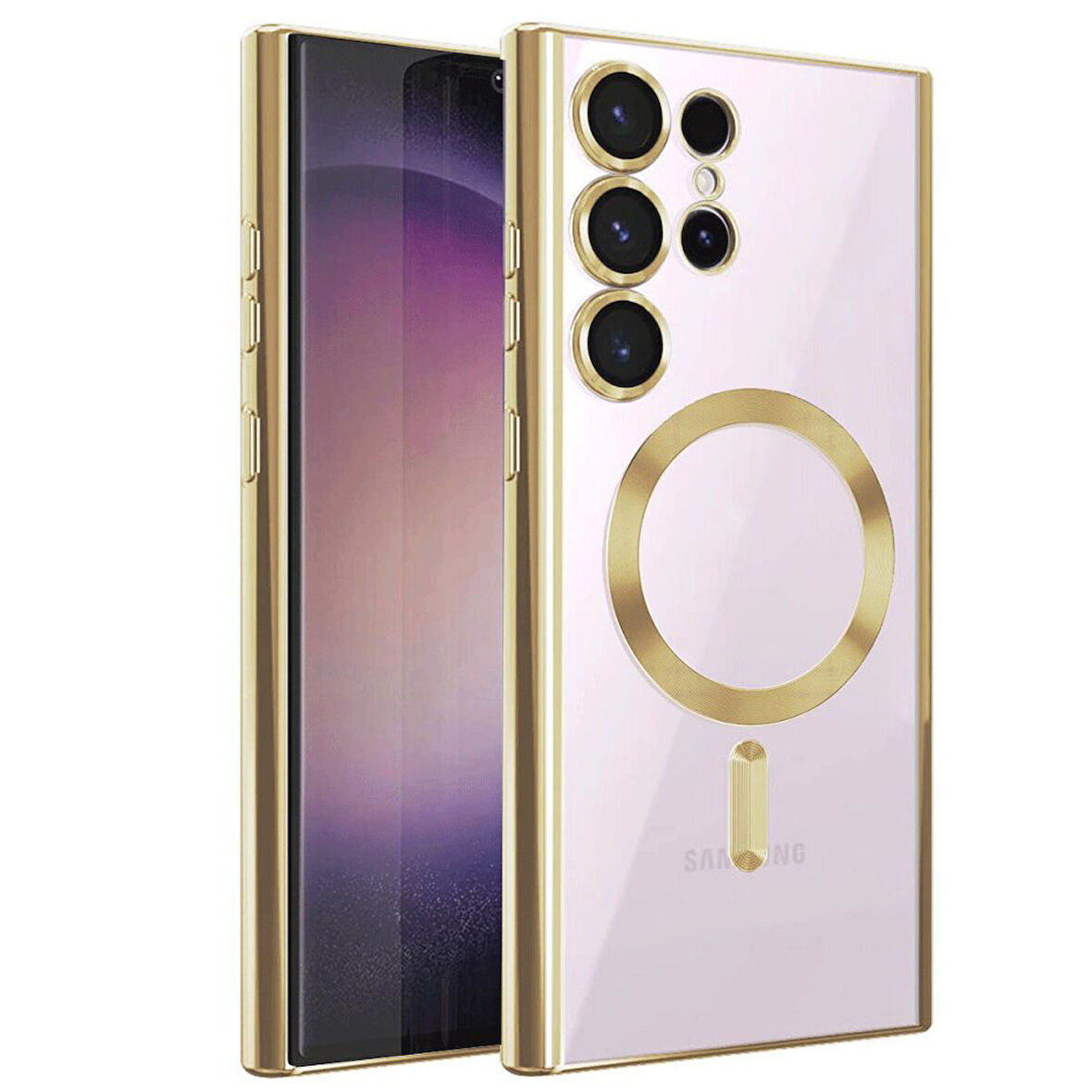 Samsung Galaxy S24 Ultra Kılıf Kross Magneticsafe Kapak + Ekran koruma + Kablo Koruma 