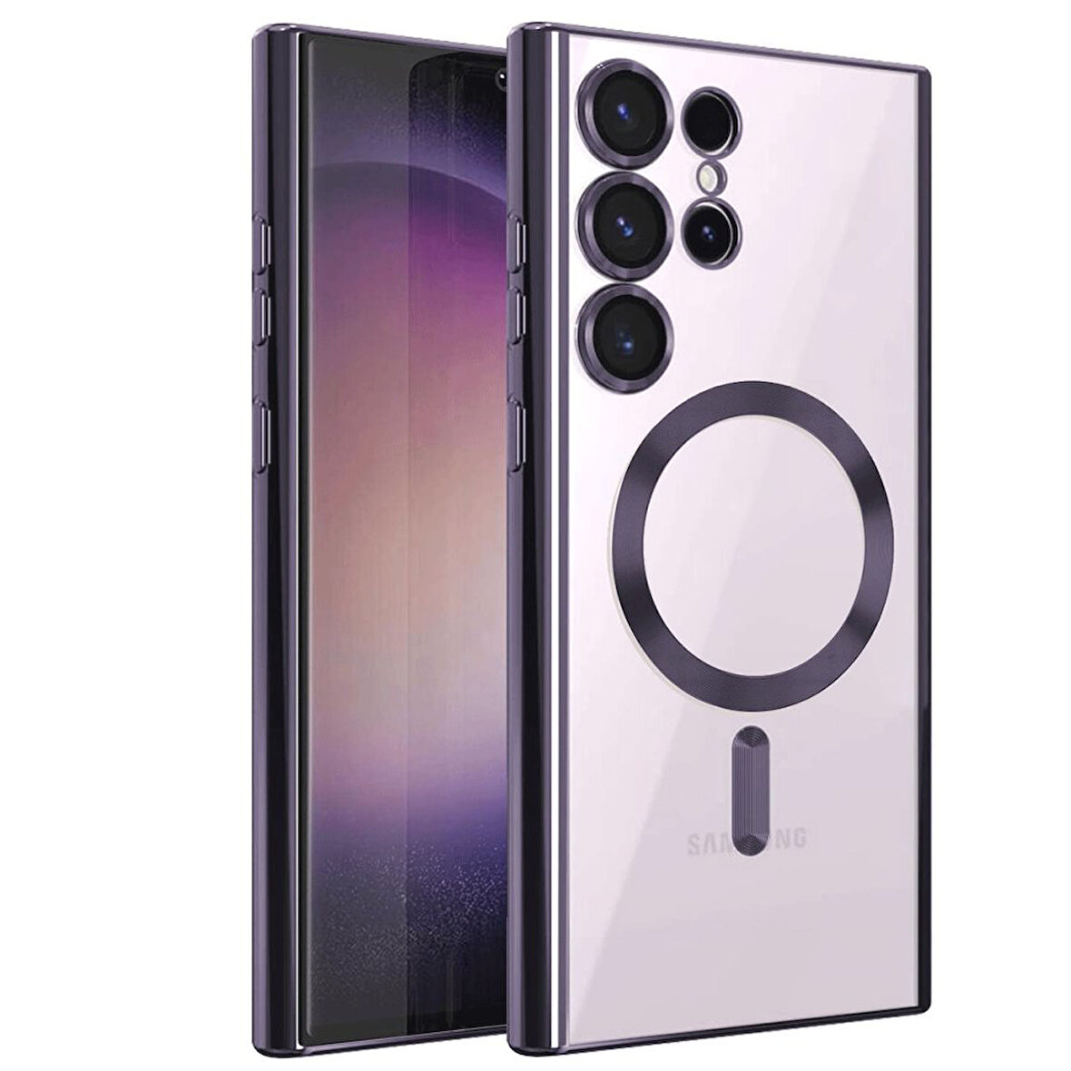 Samsung Galaxy S24 Ultra Kılıf Kross Magneticsafe Kapak + Ekran koruma + Kablo Koruma 