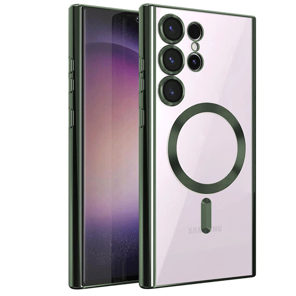 Samsung Galaxy S23 Ultra Kılıf Kross Magneticsafe Kapak + Ekran koruma + Kablo Koruma 