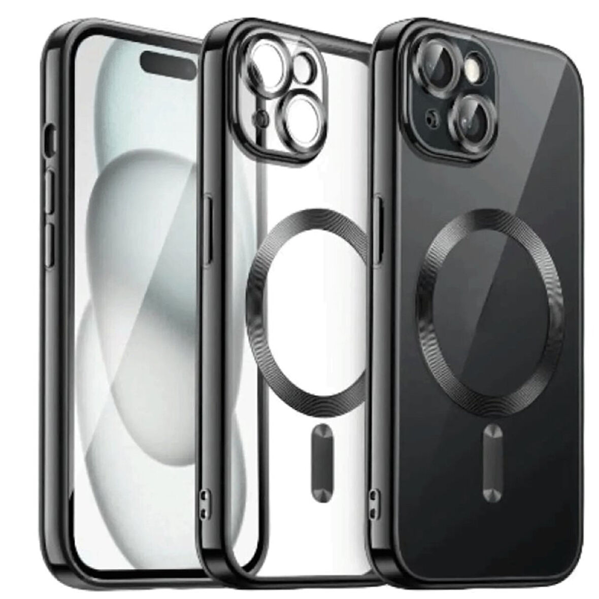 Apple İphone 15 Kılıf Kross Magneticsafe Kapak + Ekran koruma + Kablo Koruma 