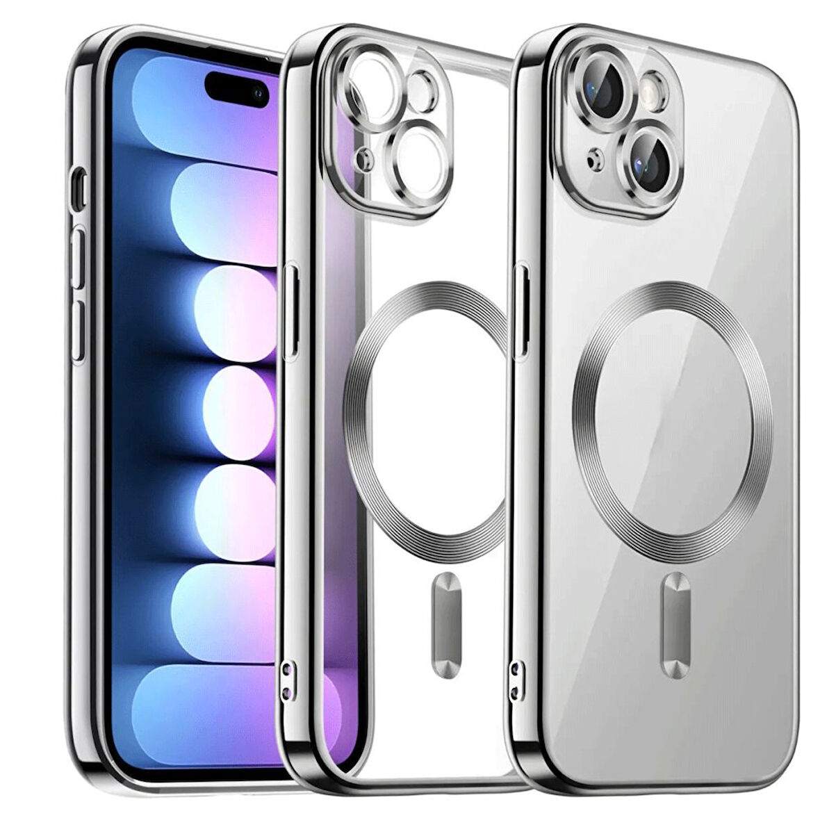 Apple İphone 15 Kılıf Kross Magneticsafe Kapak + Ekran koruma + Kablo Koruma 