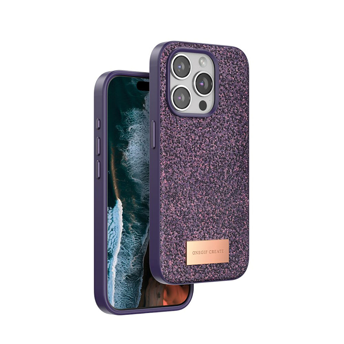 Apple İphone 14 Pro Kılıf Bright Zarif Boncuk İşlemeli Tasarım Simli Kapak