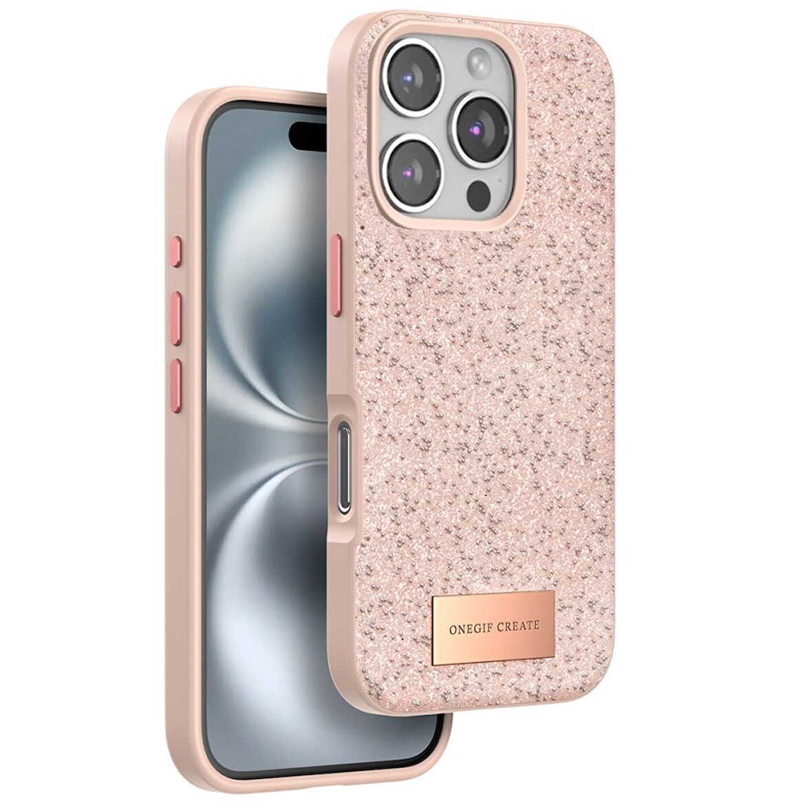 Apple İphone 16 Pro Kılıf Bright Zarif Boncuk İşlemeli Tasarım Simli Kapak